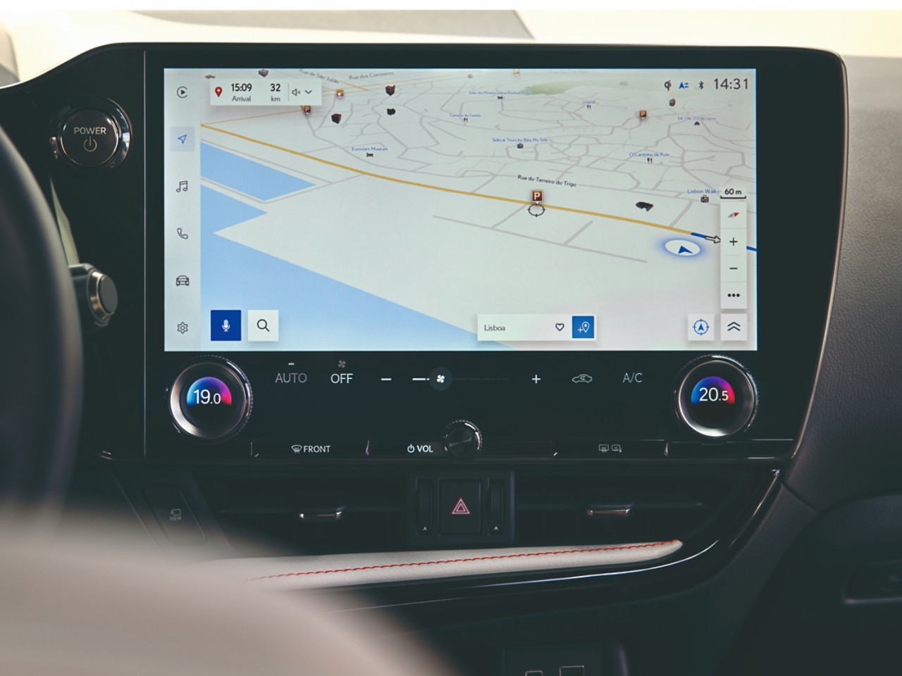 Navigatie op een Lexus multimediascherm